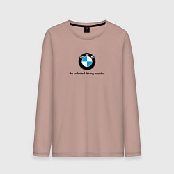 Лонгслив хлопковый мужской BMW the unlimited driving machine, цвет: пыльно-розовый