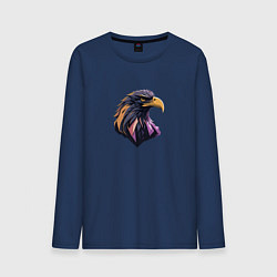 Лонгслив хлопковый мужской Иллюстрация орла, цвет: тёмно-синий