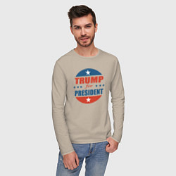 Лонгслив хлопковый мужской Трампа в президенты, цвет: миндальный — фото 2