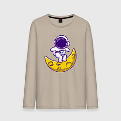 Лонгслив хлопковый мужской Космонавт серфер, цвет: миндальный