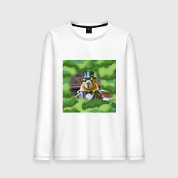 Мужской лонгслив Мем капибара в очках и цилиндре стимпанк