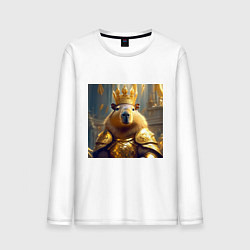 Мужской лонгслив Мем царь капибара в золотых латах и короне