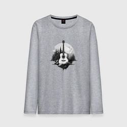 Мужской лонгслив Гитара на фоне природы и гор