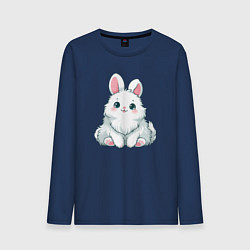 Лонгслив хлопковый мужской Пушистый аниме кролик, цвет: тёмно-синий