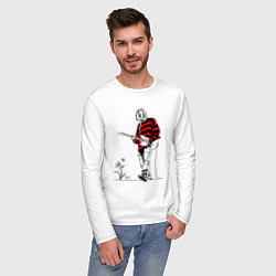 Лонгслив хлопковый мужской Курт Кобейн Нирвана свитер, цвет: белый — фото 2