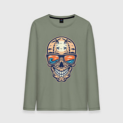 Лонгслив хлопковый мужской Summer skull, цвет: авокадо
