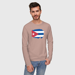 Лонгслив хлопковый мужской Флаг Кубы, цвет: пыльно-розовый — фото 2