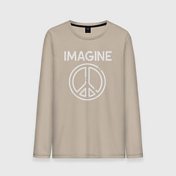 Лонгслив хлопковый мужской Imagine peace, цвет: миндальный