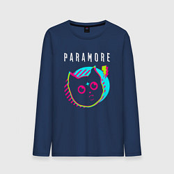 Лонгслив хлопковый мужской Paramore rock star cat, цвет: тёмно-синий