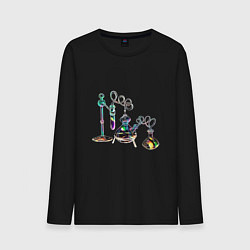 Лонгслив хлопковый мужской Стеклянные колбочки, цвет: черный