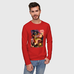 Лонгслив хлопковый мужской Lethal Сompany: Running Fugu, цвет: красный — фото 2
