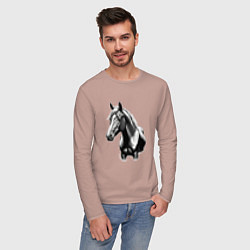Лонгслив хлопковый мужской Портрет лошади, цвет: пыльно-розовый — фото 2