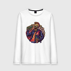 Мужской лонгслив Скелет панк пьет виноводочное