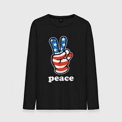 Лонгслив хлопковый мужской USA peace, цвет: черный