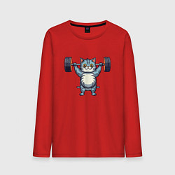 Мужской лонгслив Кот с штангой