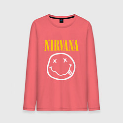 Лонгслив хлопковый мужской Nirvana original, цвет: коралловый