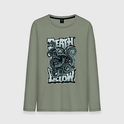 Лонгслив хлопковый мужской Череп и осьминог, цвет: авокадо