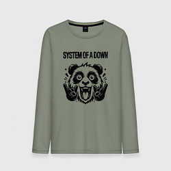 Лонгслив хлопковый мужской System of a Down - rock panda, цвет: авокадо