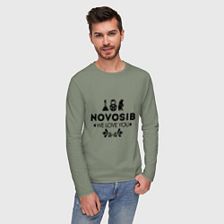 Лонгслив хлопковый мужской Novosib: we love you, цвет: авокадо — фото 2