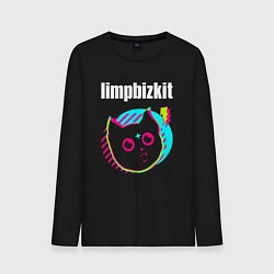 Лонгслив хлопковый мужской Limp Bizkit rock star cat, цвет: черный