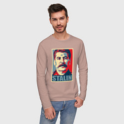 Лонгслив хлопковый мужской Face Stalin, цвет: пыльно-розовый — фото 2