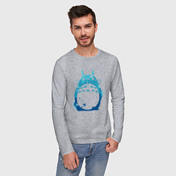 Лонгслив хлопковый мужской Blue Totoro, цвет: меланж — фото 2
