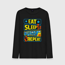 Лонгслив хлопковый мужской Eat sleep fly, цвет: черный