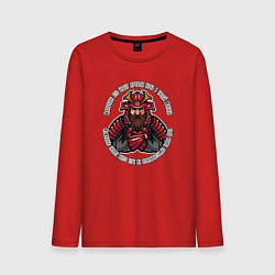 Лонгслив хлопковый мужской Логотип с самураем, цвет: красный