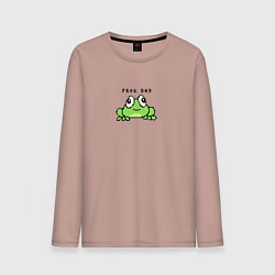 Лонгслив хлопковый мужской Frog day, цвет: пыльно-розовый