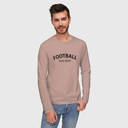 Лонгслив хлопковый мужской Football never alone - motto, цвет: пыльно-розовый — фото 2