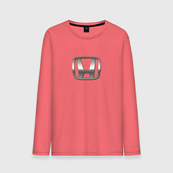 Лонгслив хлопковый мужской Honda logo auto grey, цвет: коралловый