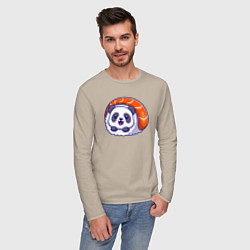 Лонгслив хлопковый мужской Roll panda, цвет: миндальный — фото 2