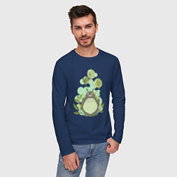 Лонгслив хлопковый мужской Green Totoro, цвет: тёмно-синий — фото 2