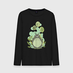 Лонгслив хлопковый мужской Green Totoro, цвет: черный
