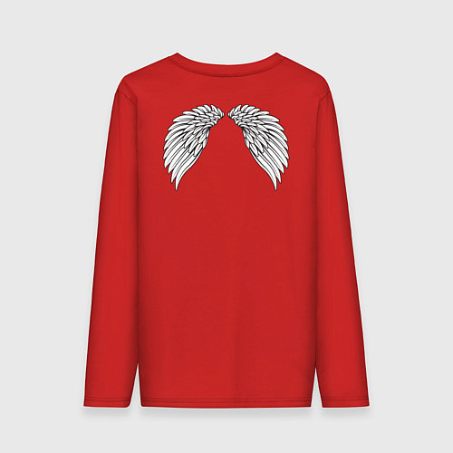 Мужской лонгслив Белые крылья с черным контуром / Красный – фото 2