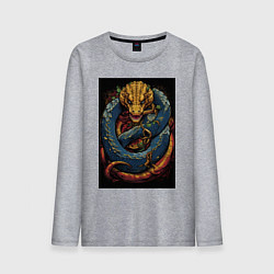 Мужской лонгслив Муай тай синий дракон