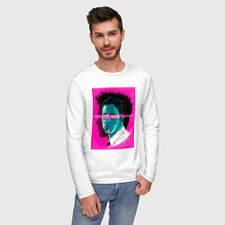 Лонгслив хлопковый мужской Fight club pink poster, цвет: белый — фото 2