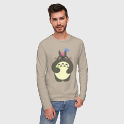 Лонгслив хлопковый мужской Totoro game, цвет: миндальный — фото 2
