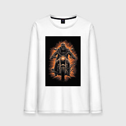 Мужской лонгслив Скелет едет на старом мотоцикле