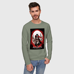Лонгслив хлопковый мужской Assassins creed портал времени, цвет: авокадо — фото 2