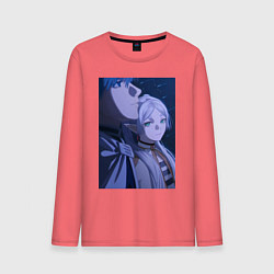 Лонгслив хлопковый мужской Провожающая в последний путь Фрирен, цвет: коралловый