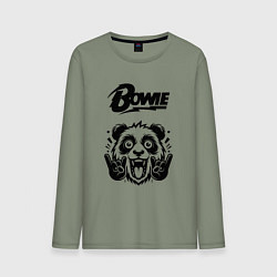 Лонгслив хлопковый мужской David Bowie - rock panda, цвет: авокадо