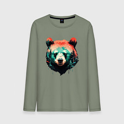 Мужской лонгслив Голова медведя на фоне леса