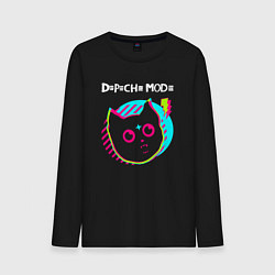 Лонгслив хлопковый мужской Depeche Mode rock star cat, цвет: черный