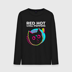 Лонгслив хлопковый мужской Red Hot Chili Peppers rock star cat, цвет: черный