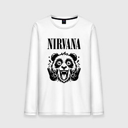 Лонгслив хлопковый мужской Nirvana - rock panda, цвет: белый