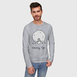 Лонгслив хлопковый мужской Утро и йога, цвет: меланж — фото 2