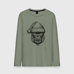 Мужской лонгслив Морда новогодней гориллы