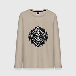 Лонгслив хлопковый мужской Черная метка пирата, цвет: миндальный