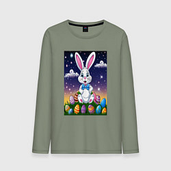 Лонгслив хлопковый мужской Ушастик и яички, цвет: авокадо
